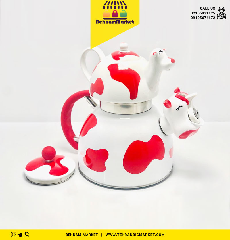 کتری قوری لعابی طرح گاو