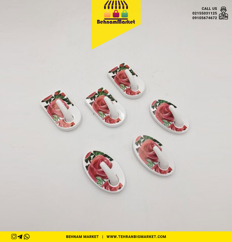 گیره اویز هوک ۳ عددی گلدار