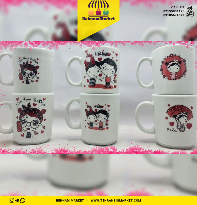 ماگ بدنه چینی عاشقانه