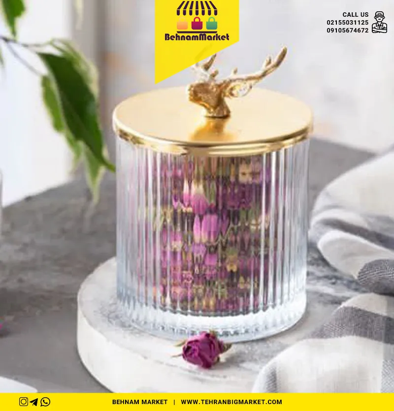 تنقلات خوری گوزن شیشه در استیل طلایی