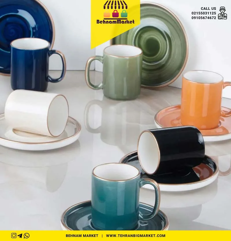 قهوه خوری ۶ نفره سرامیکی رنگی
