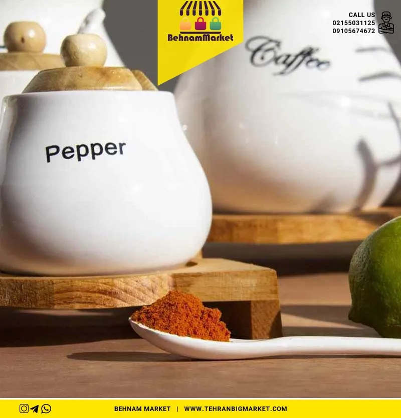 پا سماوری ۸ پارچه سرامیکی درب و استند چوب