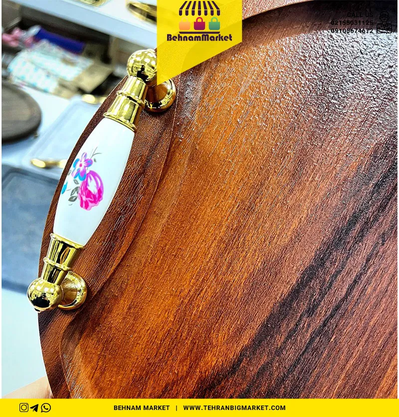 سینی وکیوم دسته گلدار پایه دار گرد