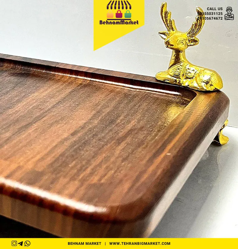 سینی سرو مستطیل پایه دار گوزن